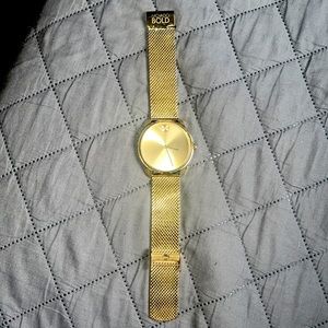 Movado Bold Mens watch Gold plated 42mm stainless steel mesh bracelet